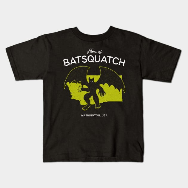 Home of Batsquatch – Washington, USA Cryptid Kids T-Shirt by Strangeology